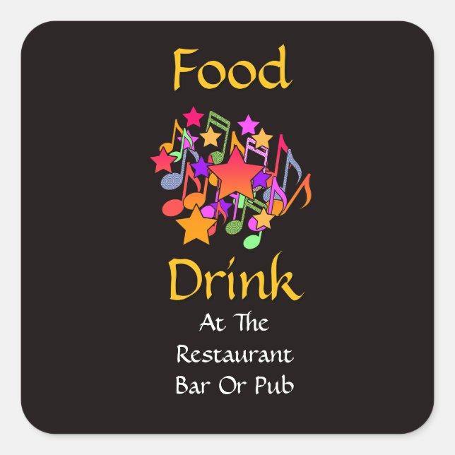 Essen Trinken In Restaurant Bar Oder Pub Sterne Quadratischer Aufkleber (Vorderseite)