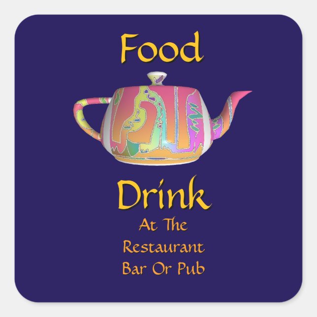 Essen Trinken In Restaurant Bar Oder Pub Teekanne  Quadratischer Aufkleber (Vorderseite)