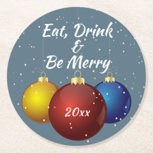 Essen, trinken & sich amüsieren, Weihnachtsschmuck Runder Pappuntersetzer