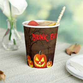 Essen, trinken und Beängstigend Halloween-Friedhof Pappbecher