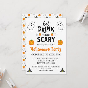 Essen, trinken und Beängstigend sein Halloween Einladung