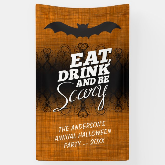 Essen, trinken und Beängstigend sein - Halloween-P Banner (Vertikal)