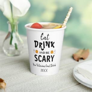 Essen, trinken und Beängstigend sein Halloween Pappbecher