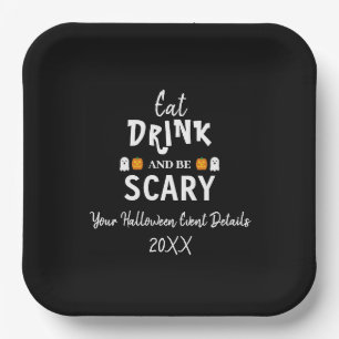 Essen, trinken und Beängstigend sein Halloween Pappteller