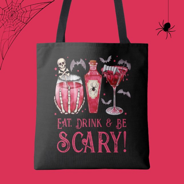 Essen, trinken und Beängstigend zu Halloween Cockt Tasche (Eat, Drink and Be Scary Halloween Cocktails Tote Bag)