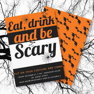 Essen, trinken und beängstigendes Halloween-Party  Einladung