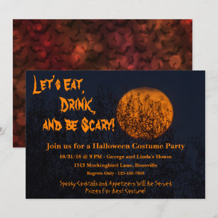 Essen, Trinken und Beängstigendes Halloween-Party Einladung
