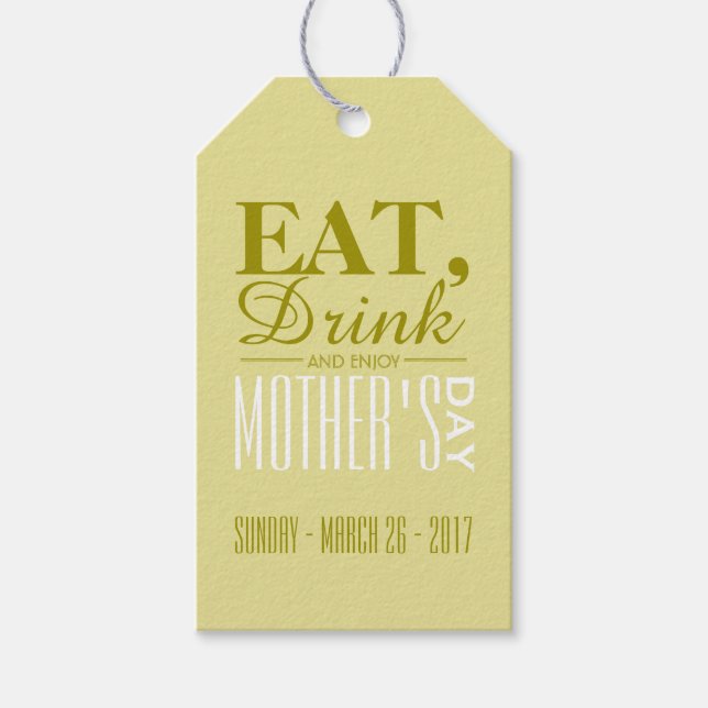 Essen, trinken und den Muttertag genießen Geschenkanhänger (Vorderseite)