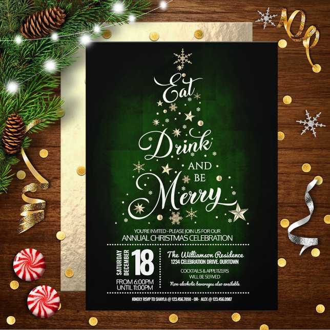 Essen, trinken und frohe Weihnachten Party Einladu Einladung (Von Creator hochgeladen)