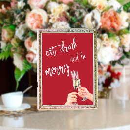 Essen, trinken und frohe Weihnachten sein Postkarte