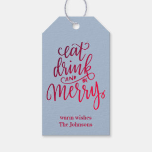 Essen Trinken und fröhlich sein Rot Ombre Schrift  Geschenkanhänger