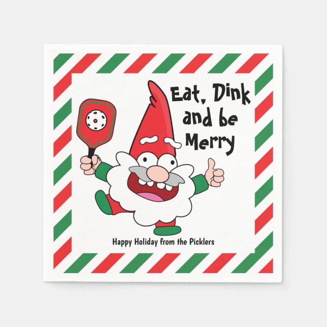 Essen, trinken und fröhliches Weihnachtspickleball Serviette (Vorderseite)