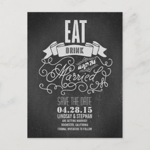 Essen Trinken und Heiraten Save the Date Postkarte
