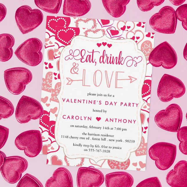 "Essen, Trinken und Liebe" Valentinstag Party Einladung (Von Creator hochgeladen)