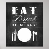 Essen, trinken und Merry Chalkboard Art (11x14)