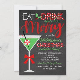Essen, trinken und Merry Chalkboard Weihnachts-Par Einladung