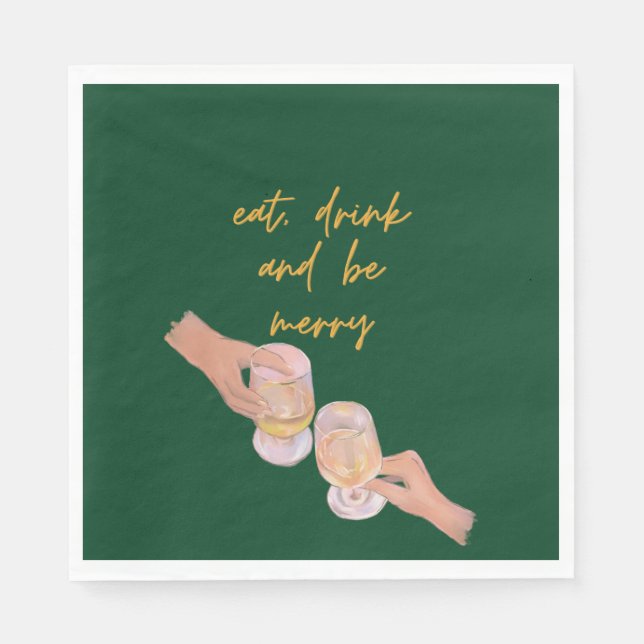 Essen, trinken und Merry sein, Fröhlich, Weihnacht Serviette (Vorderseite)