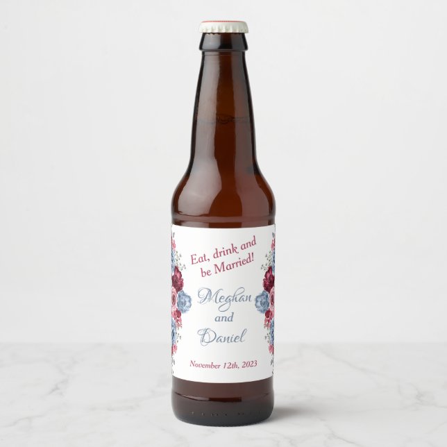 Essen, trinken und Merry Wedding Sparkling Weine L Bierflaschenetikett (Vorderseite)