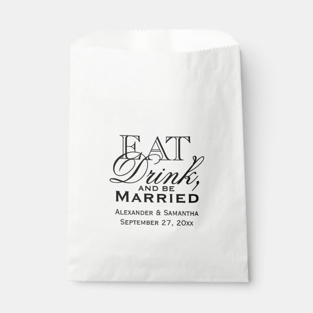 Essen, trinken und Personalisierte Hochzeit Verhei Geschenktütchen (Vorderseite)
