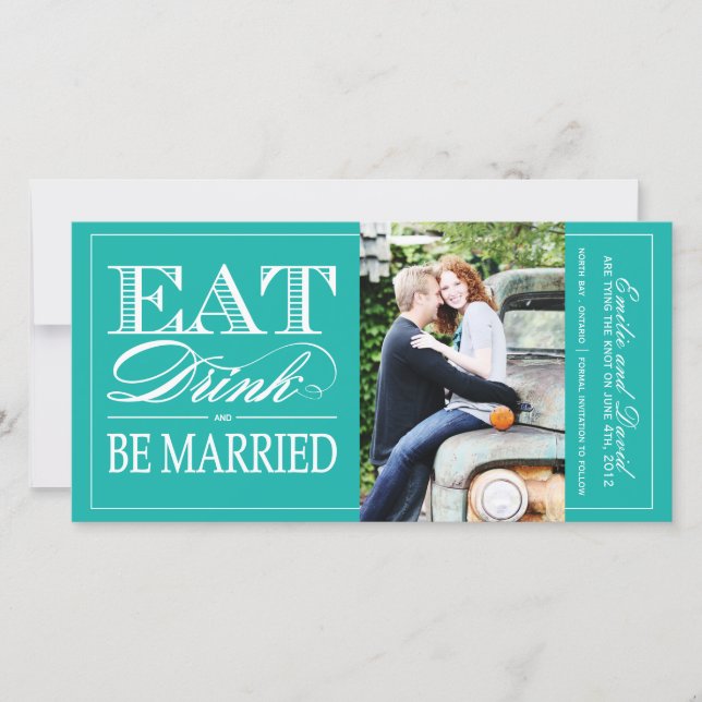 Essen, trinken und Save the Date Verheiratet sein  (Vorderseite)