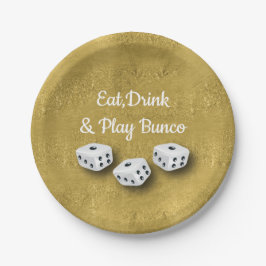 Essen, trinken und spielen Gold Dice Bunco Pappteller