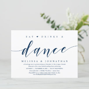 Essen, Trinken und Tanzen, Hochzeits-Elopement-Par Einladung