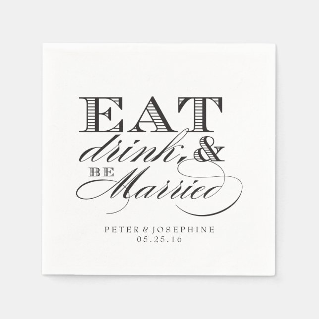 Essen, trinken und Verheiratet Cocktail Napkin. Serviette (Vorderseite)