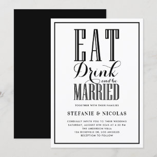 Essen, trinken und Verheiratet Hochzeit. Einladung