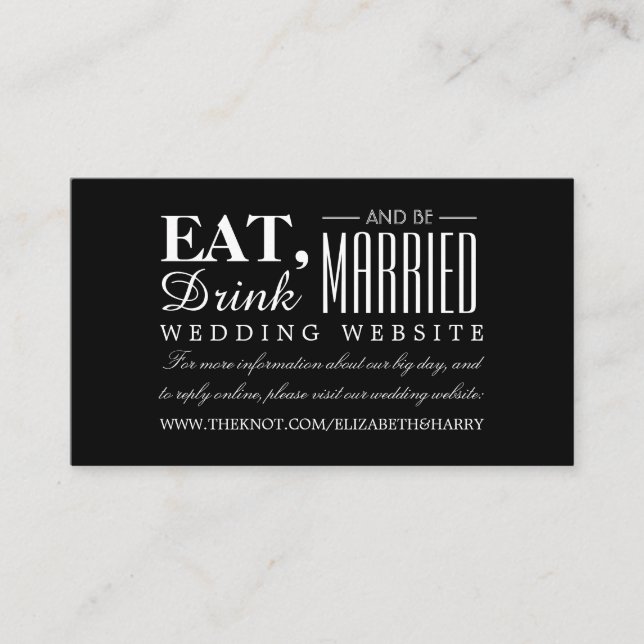 Essen, trinken und Verheiratet Hochzeiten-Website  Begleitkarte (Vorderseite)