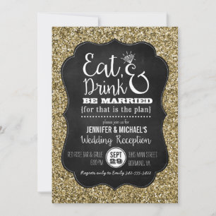 Essen, trinken und Verheiratet Hochzeitsempfang ei Einladung