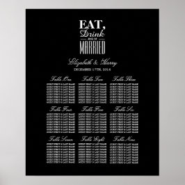 Essen, trinken und Verheiratet Hochzeitssitzkarte Poster