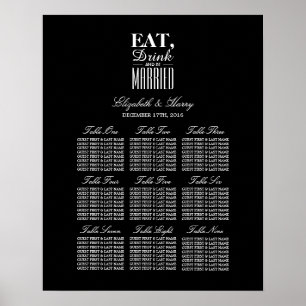 Essen, trinken und Verheiratet Hochzeitssitzkarte  Poster