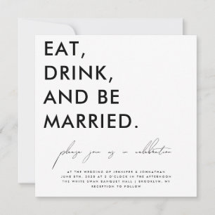 Essen, trinken und Verheiratet Mod Hochzeit einlad Einladung
