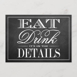 Essen, trinken und Verheiratet sein Chalkboard Hoc Begleitkarte