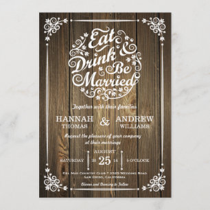 Essen Trinken und Verheiratet sein Hochzeitseinlad Einladung