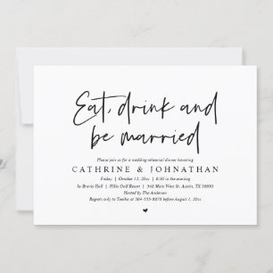 Essen, trinken und Verheiratet sein Hochzeitsessen Einladung
