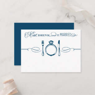 Essen, Trinken und Verheiratet sein Navy-Hochzeit Platzkarte