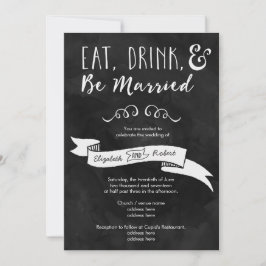 Essen, Trinken und Verheiratete Chalkboard-Hochzei Einladung