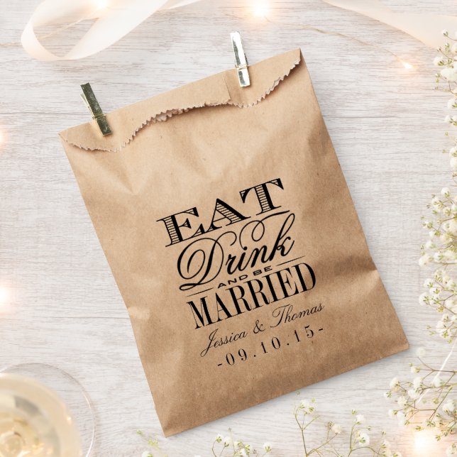 Essen, trinken und Verheiratete Gastgeschenk Hochz Geschenktütchen (Ausgeschnitten)