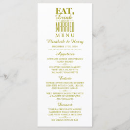 Essen, trinken und Verheiratete GoldWedding-Menü. Menükarte