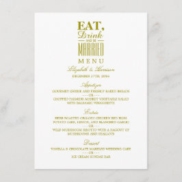 Essen, trinken und Verheiratete GoldWedding-Menü. Menükarte