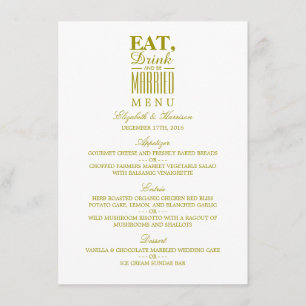 Essen, trinken und Verheiratete GoldWedding-Menü. Menükarte