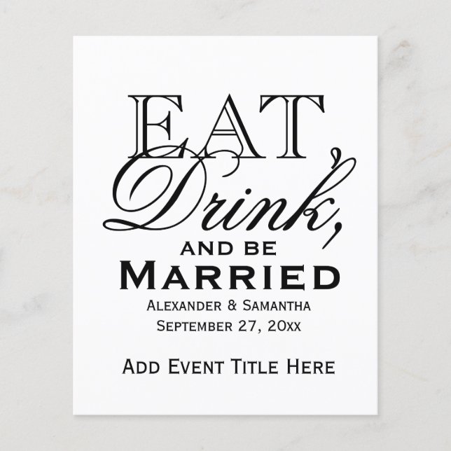 Essen, trinken und Verheiratete Hochzeit sein Flyer (Vorne)