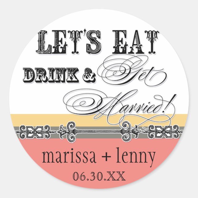 Essen, trinken und Verheiratete Matching Sticker o (Vorderseite)