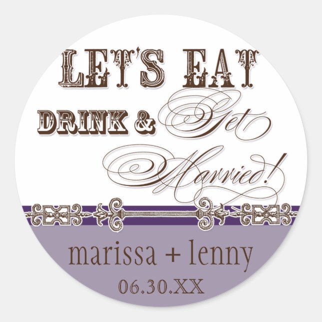 Essen, trinken und Verheiratete Matching Sticker o (Vorderseite)