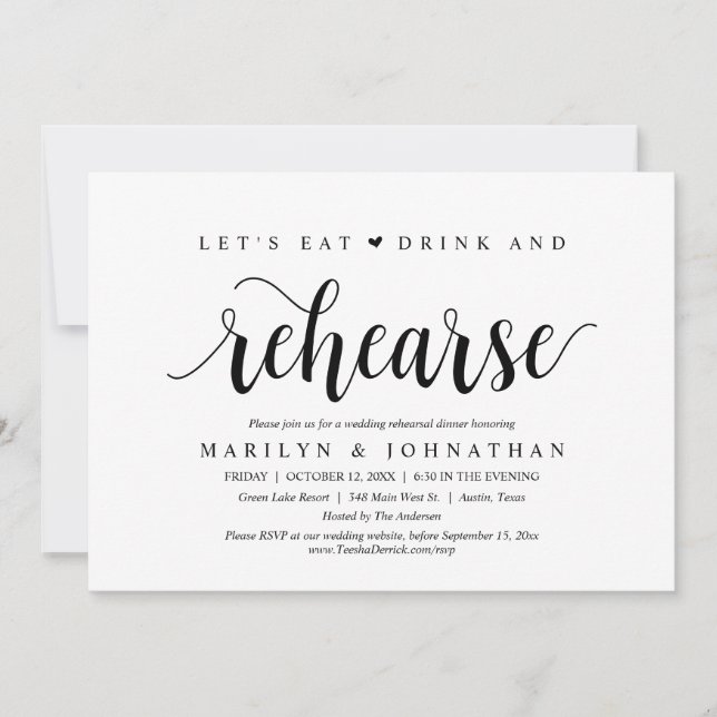 Essen, trinken und wiedernehmen, Hochzeitsessen. Einladung (Vorderseite)