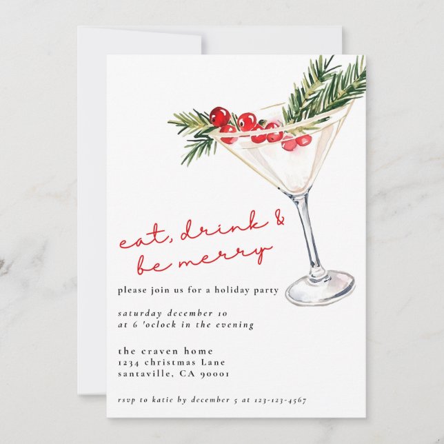 Essen, trinken und zu frohen Weihnachten Martini (Vorderseite)