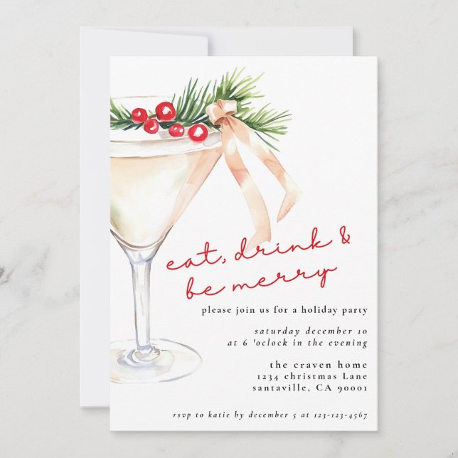 Essen, trinken und zu frohen Weihnachten Martini (Vorderseite)