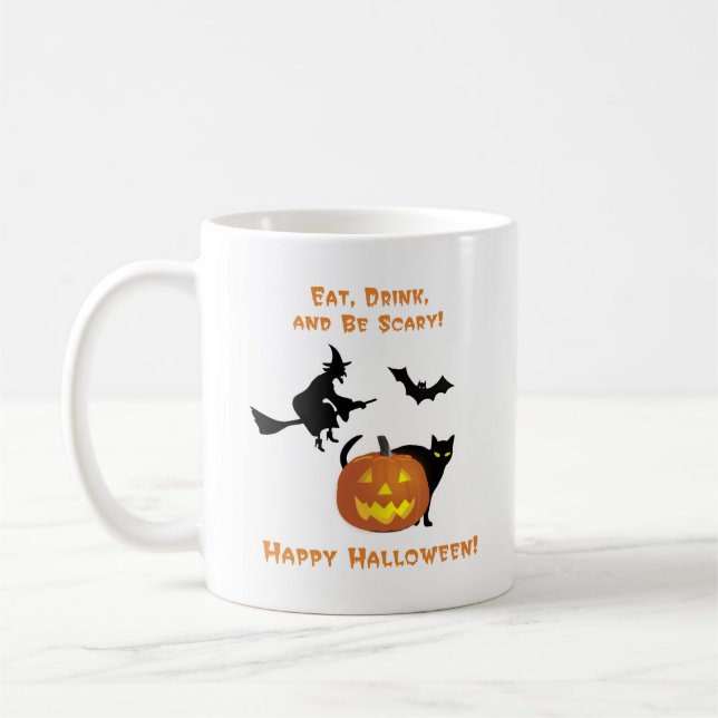 Essen, trinken und zu Halloween Beängstigend sein Kaffeetasse (Links)
