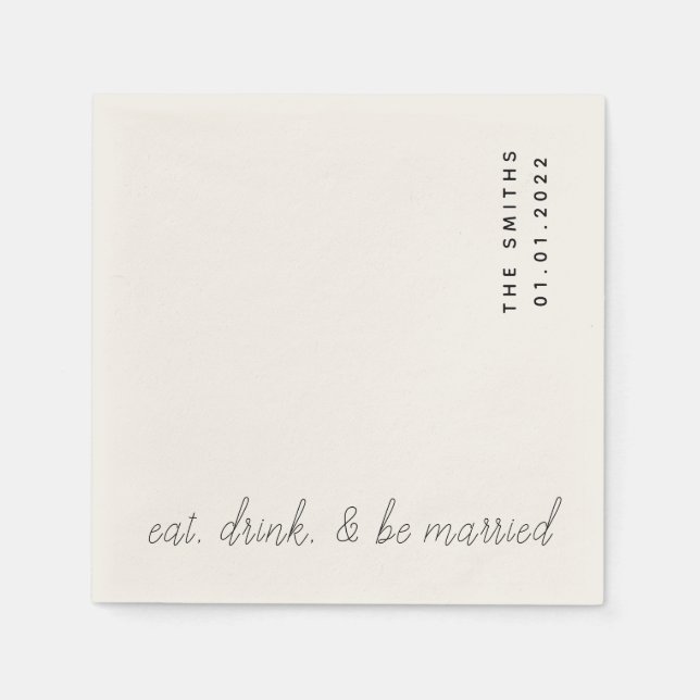 Essen, trinken & Verheiratet Hochzeitscocktail Nap Serviette (Vorderseite)